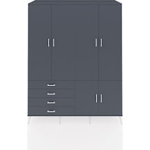 Kronos Gardrop 7 Raflı 4 Çekmeceli Tek Askılı 176x59x221 Antrasit-antrasit Antrasit