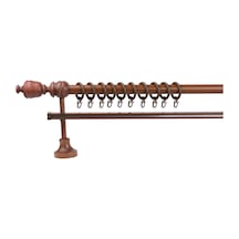 Ceviz Efil Demonte Başlıklı Ahşap Rustik Perde Askısı - Tek Raylı - 150 Cm