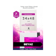 Beyaz-21mm-34x48 Cm Mat Pvc Li Camsız Fotoğraf Puzzle Belge Çerçeve Yatay Dikey Asılabilme.