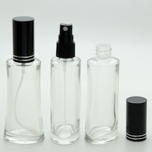 Parfüm Şişesi 50 ML 2 Adet İeyfel Siyah Metal Valf ve Kapak Boş Şişe