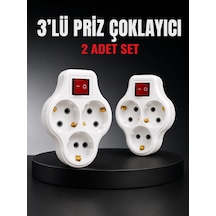 3 Lü Priz Çoklayıcı 2 Adet Set Anahtarlı Kablosuz Duvar Tipi Priz Çoğaltıcı - Lisinya Diğer