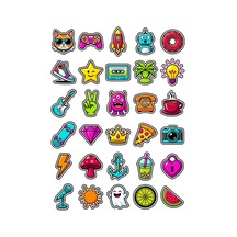 30 Adet Renkli Pop Art İkon Sticker Seti - Laptop Telefon Defter Ajanda İçin Çok Renkli