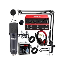 Midex Functional Paket-4 Stüdyo Ekipmanları Mikrofon 4 Çıkış Ses Kartı Full Set