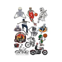 İskelet Sticker Set 5 15 Parça Telefon, Tablet, Defter, Laptop Sticker