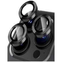 Ermer iPhone 14 Pro Uyumlu Kamera Lensi Koruma Camı Safir Metal Çerçeveli Hd Siyah Koruma Lensi