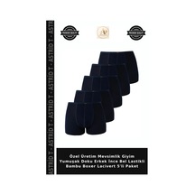 Astrid T Özel Üretim Mevsimlik Giyim Yumuşak Doku Erkek İnce Bel Lastikli Bambu Boxer Lacivert 5'li Paket
