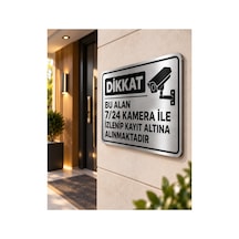 Dikkat Bu Alan 7 24 Kamera İle İzlenip Kayıt Altına Alınmaktadır Gümüş Levha A5 Boyutunda Sürpriz Hediyeli