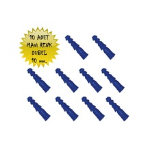 10 Adet Mavi Renk Dübel 10 Mm.