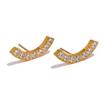 Altın Eetit Narin Parlak Kübik Zirkonya Paslanmaz Çelik Moda Saplama Küpe Minimalist 18k Pvd Kaplama Unisex Takı Erkek Kadın