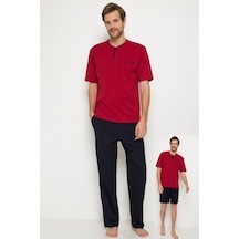 Pierre Cardin 5370 Erkek 3'lü Pijama Takımı-bordo Bordo