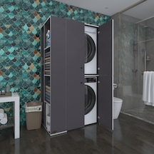 Kenzlife Çamaşır-Kurutma Makinesi Dolabı Kapaklı Foka Sol Gri 180*090*60 Banyo Arkalıksız Çok Renkli