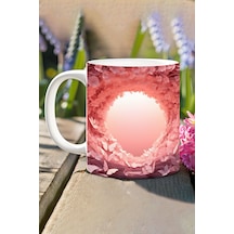 3d Görünümlü Pembe Çiçek Ve Kelebekler No:27 3d Tasarım Baskılı Kupa Bardak Mug Bakır