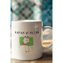 Kafam Bi Milyon Baskılı Eğlenceli Komik Hediyelik Beyaz Kupa Bardak