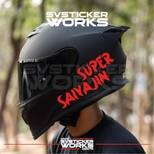 Super Saiyajin Yazılı Kask Sticker Tüm Kasklar Uyumlu Tek Yön 1 Adet Kırmızı
