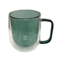 Çift Cidarlı Cam Kupa Yeşil Renk