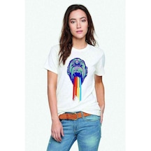 Monkey Baskılı Beyaz Kadın Tshirt (534306865)