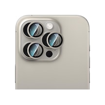 İphone Uyumlu 15 Pro Max Caseworld Alloy Serisi Oleofobik Anti Reflective Kamera Lens Koruyucu Titanyum-gri