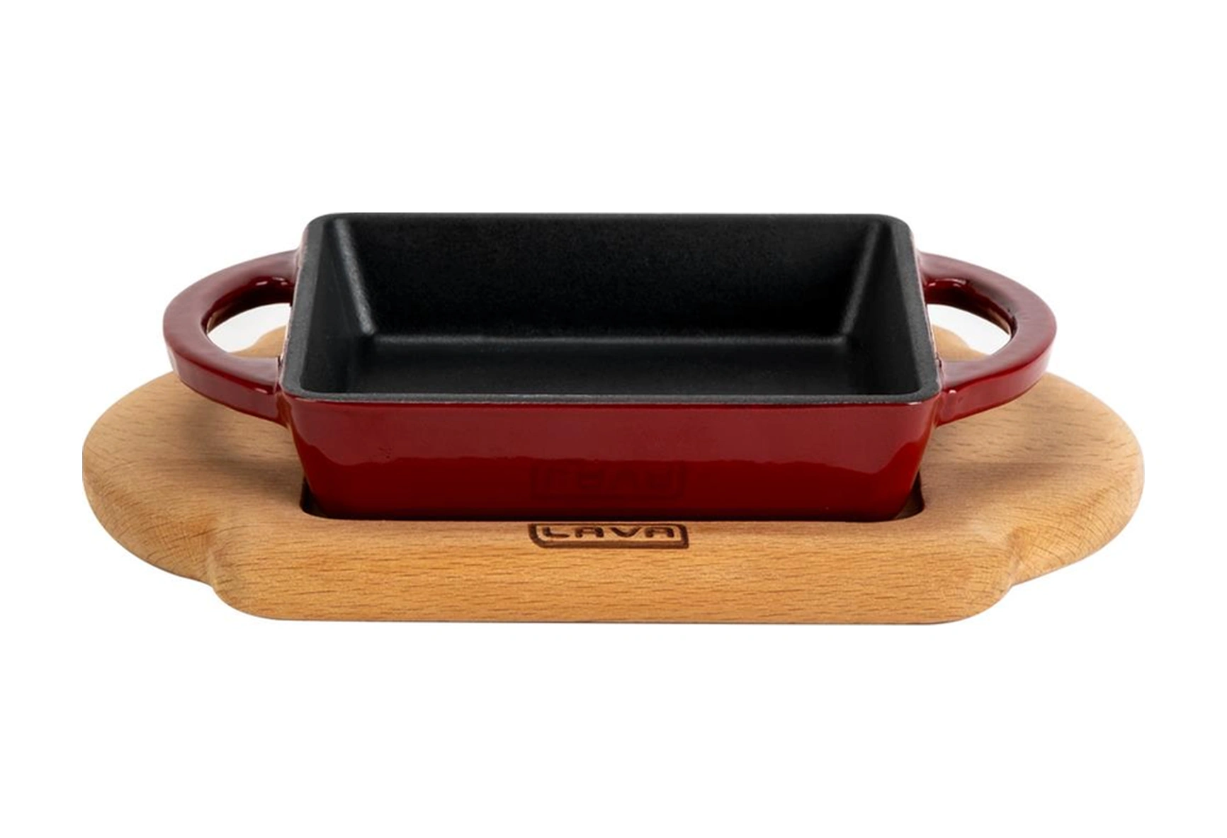Lava Döküm Kare Sahan Döküm Demir Yekpare Çift Kulplu Kayın Servis Ahşabı Ölçü 12x12cm.-bordo Bordo