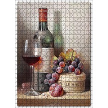 Cakatablo Yıllanmış Şarap, Kadeh, Üzüm Ve Erik 500 Parça Puzzle Yapboz Mdf Ahşap
