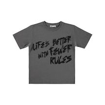 Civil Boys Lıfe's Better Basklı 6-9 Yaş Tişört - Gri