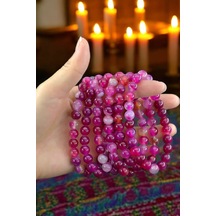 Pembe Akik Bileklik Akik Taşı Bileklik Esnek Misina Her Bileğe Uygun Doğal Taş Bileklik Pembe Pembe