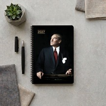 2027 Yılı Atatürk Günlük Spiralli Ajanda 17x24 Cm Cumhurbaşkanı Çok Renkli