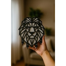 Aslan Figürlü Duvar Tipi Dekoratif Anahtarlık Askılığı Siyah - Beyaz