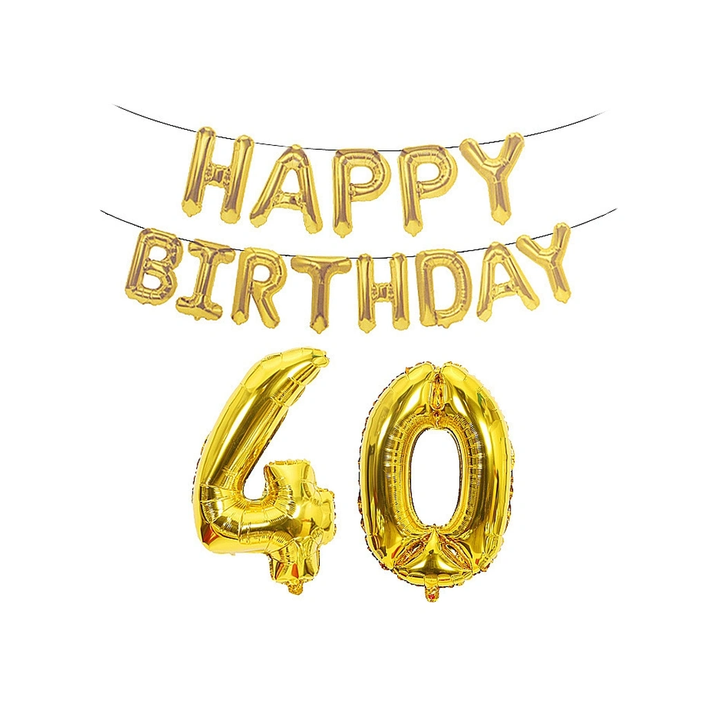 Numarası Alüminyum Folyo Balon Dekorasyon Seti For 40 Altın Gümüş