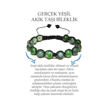 Sertifikalı Ham Işlenmemiş Yeşil Akik Taşı Bileklik - Makrome Çok Renkli