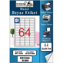 A4 Hazır Etiket 48.5x16.9 Mm 10 Sayfa 1 Paket 64 Lü Kendinden Yapışkanlı Fotokopi Lazer İnkjet Kağıdı Yazıcılar İçin Uyumlu