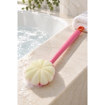 Çift Taraflı Duş Kesesi Ve Vücut Fırçası Uzun Saplı Banyo Fırçası, Peeling Etkili Masaj Kesesi Pembe Saplı - 930428623