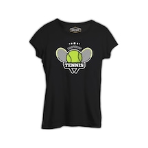 Tenis Şampiyonası Siyah Bayan Tshirt