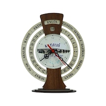 E38 El İşçiliği Kayseri Şahruk Köprüsü Ahşap Takvimli Masa Saati 25x20 Cm- 6010