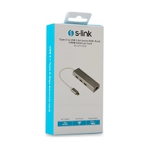 S-link Sl-uty1010 Tpye-c To Usb 3.0 - 3 Ports + Rj Gıgabıt Ethernet Hub Kdo