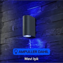 Mavi Işık Antrasit Kasa Çift Yönlü Dekoratif Iç Ve Dış Mekan Duvar Apliği Antrasit