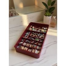 Lunihome Takı Kutusu Çeyiz Mücevher Düzenleyici Yüzük Küpe Kolye Seyahat Organizeri Kırmızı