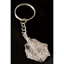 Sertifikalı Tel Sargılı Ham Işlenmemiş Kristal Kuvars Taşı Anahta