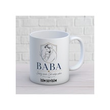 Baba İsim Alanlı Esprili Kupa Bardak Aile Temalı Tasarım 464 Beyaz Beyaz