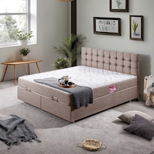 Venedik Çift Kişilik Baza Başlık Letto Yatak Seti - Açık Kahve 140 x 190