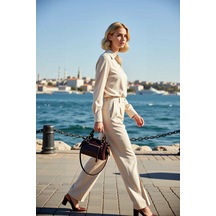 Benerly Kadın Çapraz Askılı Mini Tote Çanta Düz Desen Günlük Kullanım Çok Koyu Kahverengi