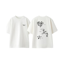 Thewert Love Freedom Wish Tasarım Sırt Baskılı Pamuk Beyaz Oversize T-shirt