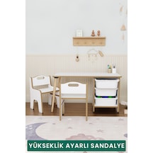 3 Çekmeceli Aktivite Masası Çocuk Masa Sandalye Seti Oyuncak Dolabı - 2 Sandalyeli Çok Renkli