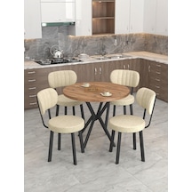 Mygusi Azra Mutfak Masa Takımı 90 Cm Atlantik Çam Masa + 4 Sandalye Krem