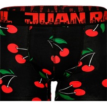 Munivy Juan Raul Kiraz Desenli Siyah Rahat Erkek Boxer