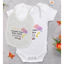 Bitmeyenkartus Bk Kids Babaannem Tasarımlı Bebek Body Zıbın Ve Mama Önlüğü Hediy Çok Renkli
