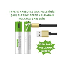 Usb Type-c İle Şarjolabilen 4 Adet Aaa 1.5v Lityum Şarjlı Kalem Pil 750 Mah Uzun Ömürlü Lisinya