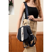 Just Polo Kadın Günlük Kullanıma Uygun Ayarlanabilir Askılı Lüks Sırt Çantası Shopper Lacivert Taş