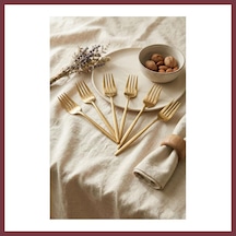 Storeşahin 6'lı Lüks Gold Paslanmaz Çelik Yemek Çatalı Seti 21 Cm Shn0720