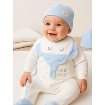 Zekids 3 Lü Organik Bebek Fil Desenli Tulum Seti-16185 Çok Renkli