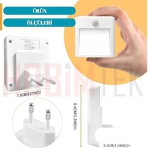 Akıllı Hareket Sensörlü Led Gece Lambası 2700k Fişe Takılan Hareket Sensörlü Güç Ayarlı Led Işık L001